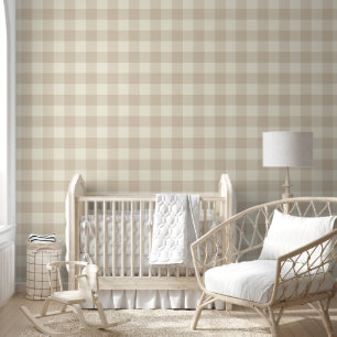 Cuddly Bunny Rabbits Gingham - neutral pattern. Wallpaper