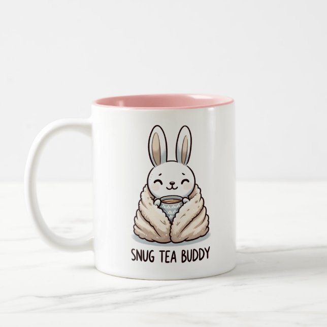 Cuddly Bunny Tea Two-Tone Coffee Mug (Left)