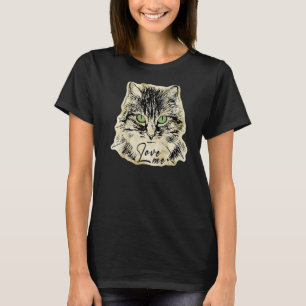 Cuddly cat head - love me - lines silhouette 2 - F T-Shirt