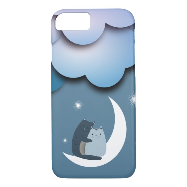 Cuddly Cats on the Moon Case-Mate iPhone Case (Back)