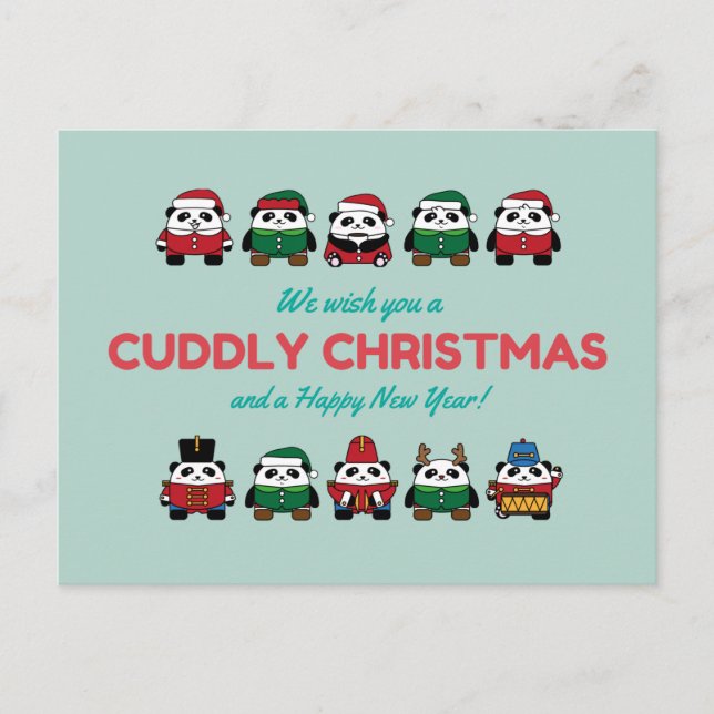 Cuddly Christmas Panda Bear Postcard (Front)