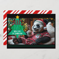 Cuddly Christmas Panda in Pyjamas Personalised