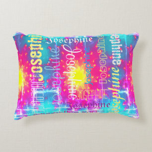 Cuddly Colourful Tie Dye Boho Fade Personalise Nam Decorative Cushion