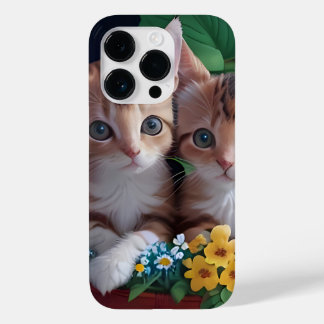 Cuddly Cute Kittens in a Flower Basket Case-Mate iPhone 14 Pro Case