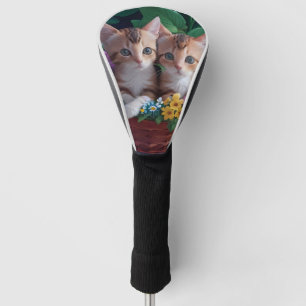 Cuddly Cute Kittens in a Flower Basket Golf Head Cover