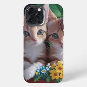 Cuddly Cute Kittens in a Flower Basket iPhone 13 Pro Max Case