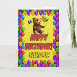Cuddly Cute Teddy Bear Greeting Happy Birthday Card