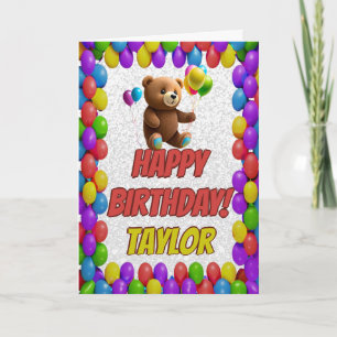 Cuddly Cute Teddy Bear Greeting Happy Birthday Card