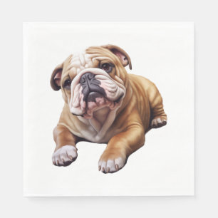 Cuddly English Bulldog Cub - Sweet Wrinkled Puppy Napkin