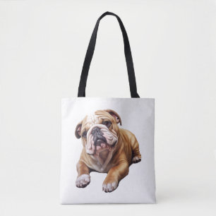 Cuddly English Bulldog Cub - Sweet Wrinkled Puppy  Tote Bag