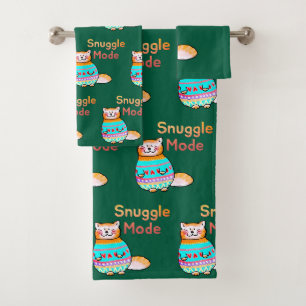Cuddly Ginger Cat Snuggle Mode Bath Towel Set
