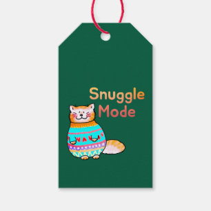 Cuddly Ginger Cat Snuggle Mode Gift Tags