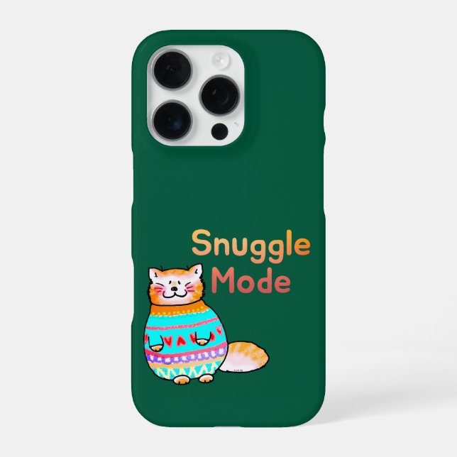 Cuddly Ginger Cat Snuggle Mode iPhone Case (Back)