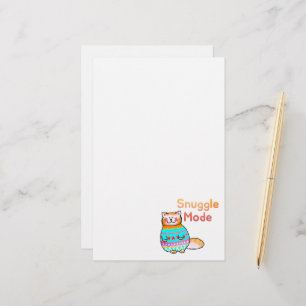 Cuddly Ginger Cat Snuggle Mode Stationery