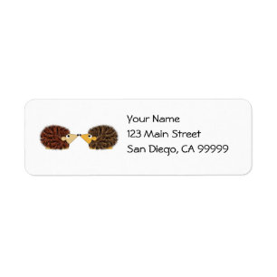 Cuddly Hedgehog Couple Return Address Label