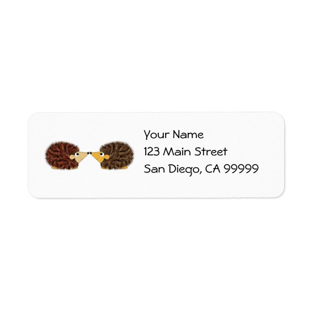 Cuddly Hedgehog Couple Return Address Label (Front)