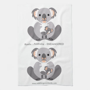 Cuddly KOALA -Conservation - Endangered animal Tea Towel