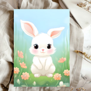 Cuddly Meadow: Baby Rabbit in Spring Flowers  Postcard