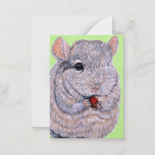 Cuddly Nibbling Chinchilla Painting Card