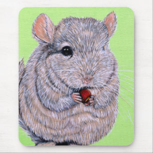 Cuddly Nibbling Chinchilla Painting Mouse Pad