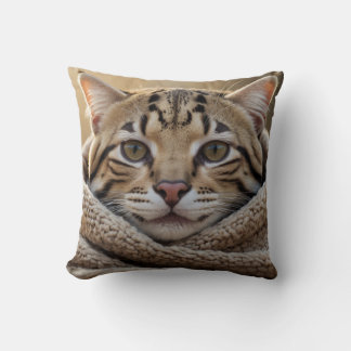 Cuddly Ocelot Cat and Blanket Cushion