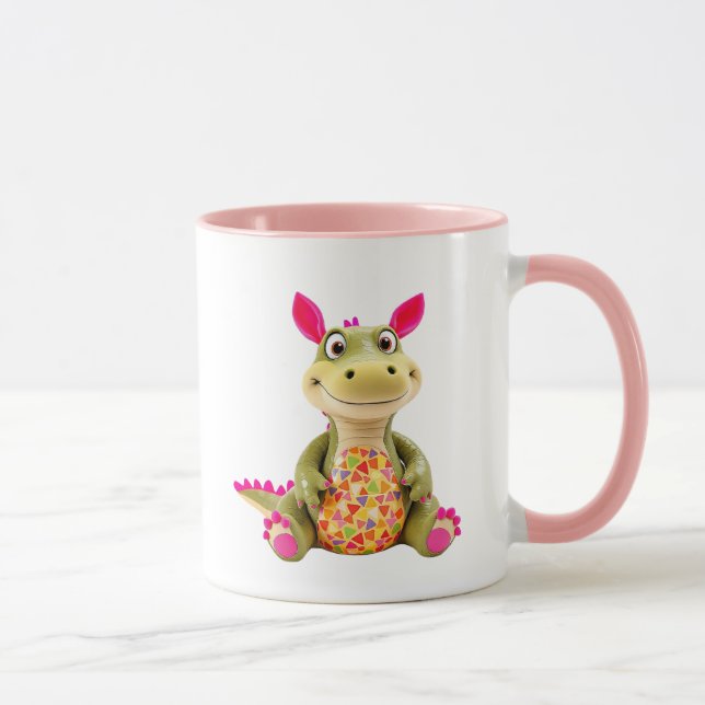 Cuddly of a cute dinosaur. mug (Right)