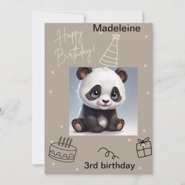Cuddly panda, Birthday Card Writable (Front)