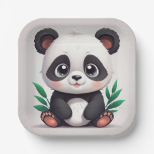 Cuddly panda paper plate
