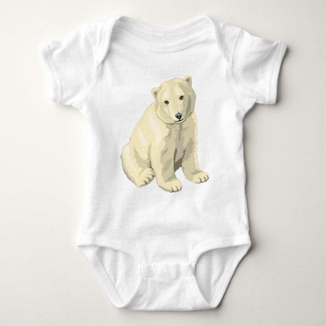 Cuddly  Polar Bear Baby Bodysuit (Front)