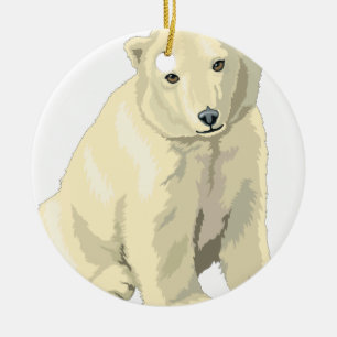 Cuddly  Polar Bear Ceramic Ornament