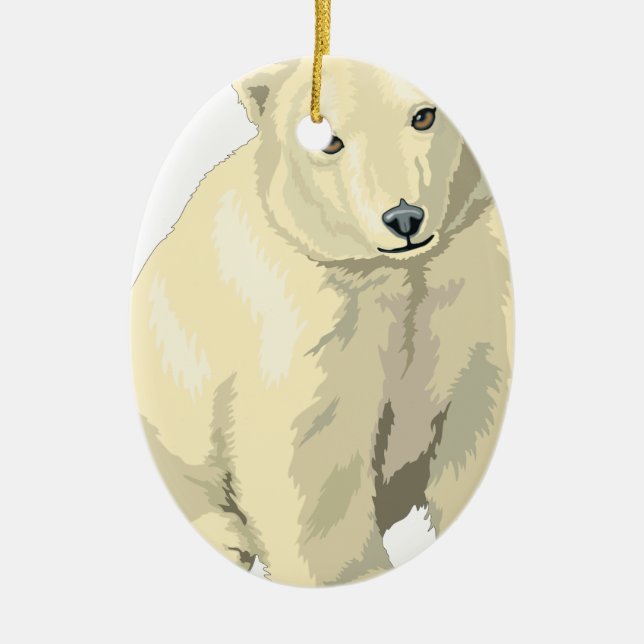 Cuddly  Polar Bear Ceramic Tree Decoration (Front)