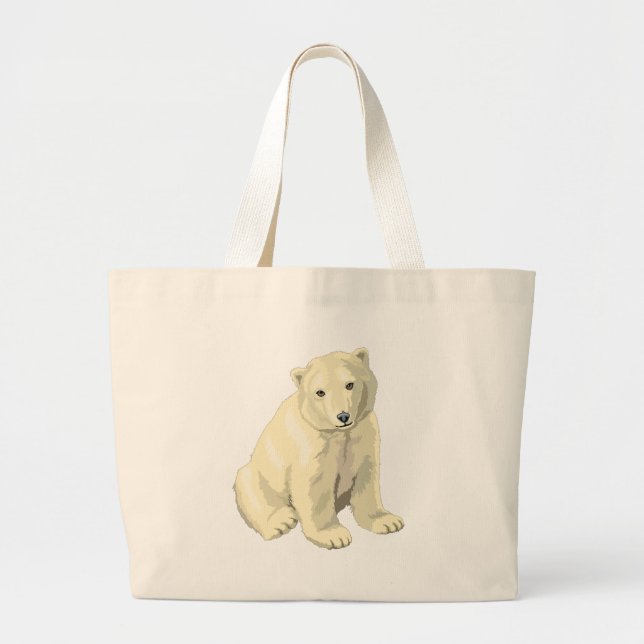Cuddly  Polar Bear Large Tote Bag (Front)