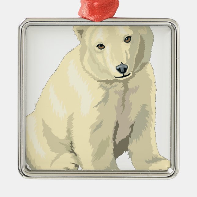 Cuddly  Polar Bear Metal Tree Decoration (Front)