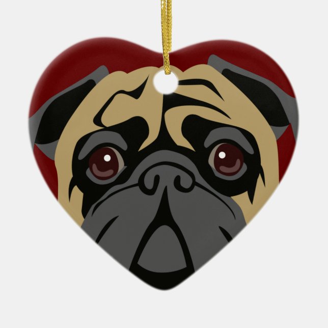 Cuddly Pug Ceramic Tree Decoration (Front)