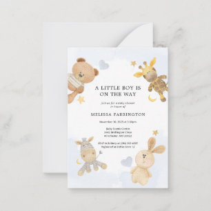 Cuddly Toys Pastel Blue Cute Baby Shower Card