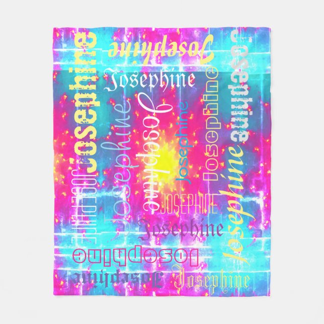 Cuddly Warm Colourful fleece Personalised Name Blanket (Front)