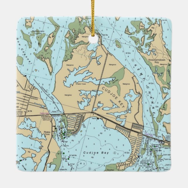 Cudjoe Key Sailing Chart Ceramic Ornament (Back)