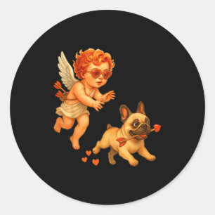 Cuds Chasing French Bulldog Valentine Day Owner Do Classic Round Sticker