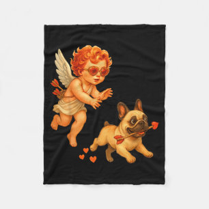 Cuds Chasing French Bulldog Valentine Day Owner Do Fleece Blanket