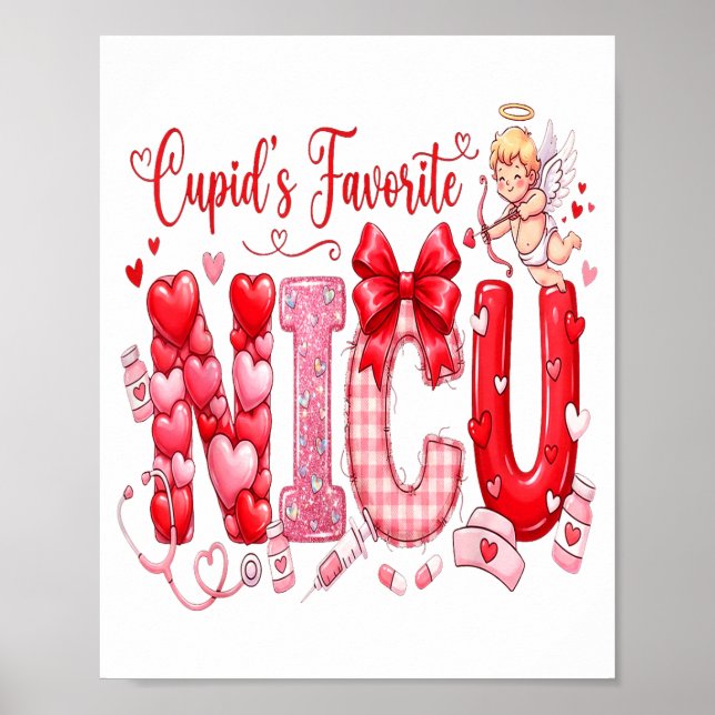 Cuds Favorite Nurse Nicu Valentines Day Shirt Nurs Poster (Front)
