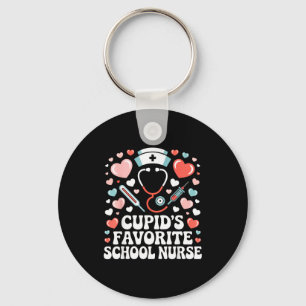 Cud's Favorite School Nurse Valentines Day Hearts Key Ring