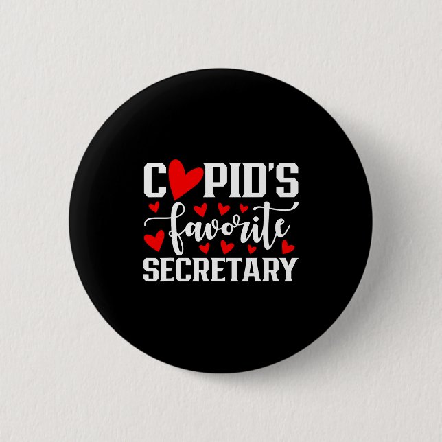 Cud's Favorite Secretary Cute Heart Valentine's Da 6 Cm Round Badge (Front)