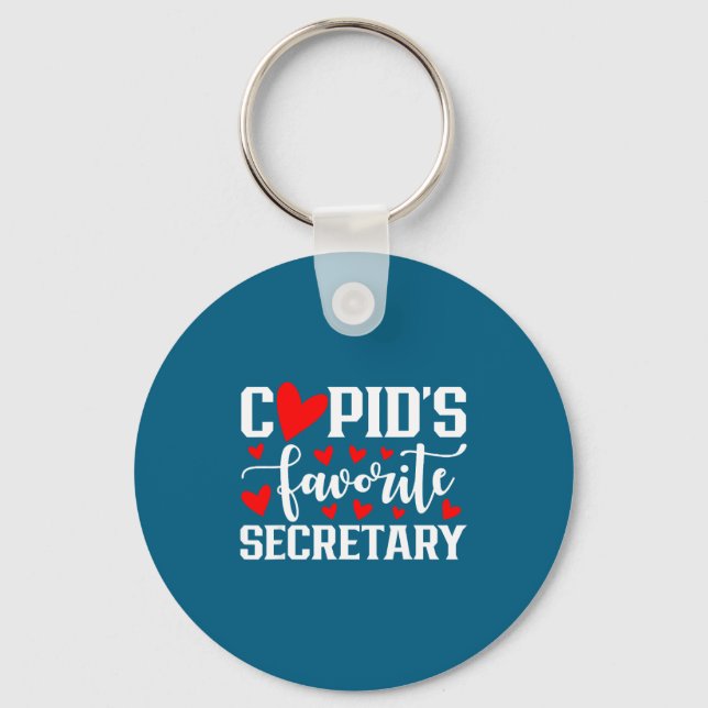 Cud's Favorite Secretary Cute Heart Valentine's Da Key Ring (Front)