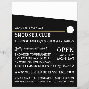 Cue Ball, Pool Club, Snooker Club Advertising Flye Flyer