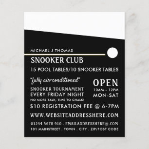 Cue Ball, Pool Club, Snooker Club Advertising Flye Flyer