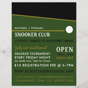 Cue Ball, Pool Club, Snooker Club Advertising Flyer