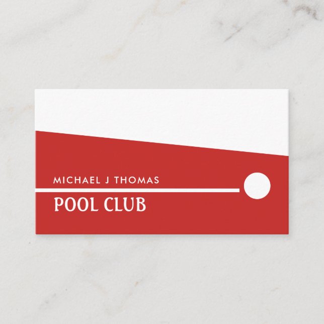 Cue Ball, Snooker Club, Pool/Snooker Player Business Card (Front)