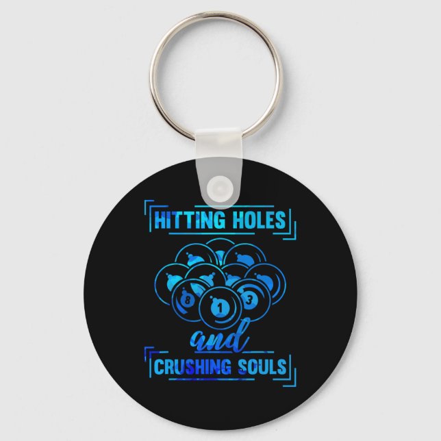 Cue Funny Billiards Pool Player Funny  Key Ring (Front)