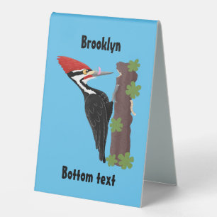Cue funny Pileated woodpecker cartoon illustration