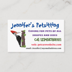 Cue funny Pileated woodpecker cartoon illustration Business Card